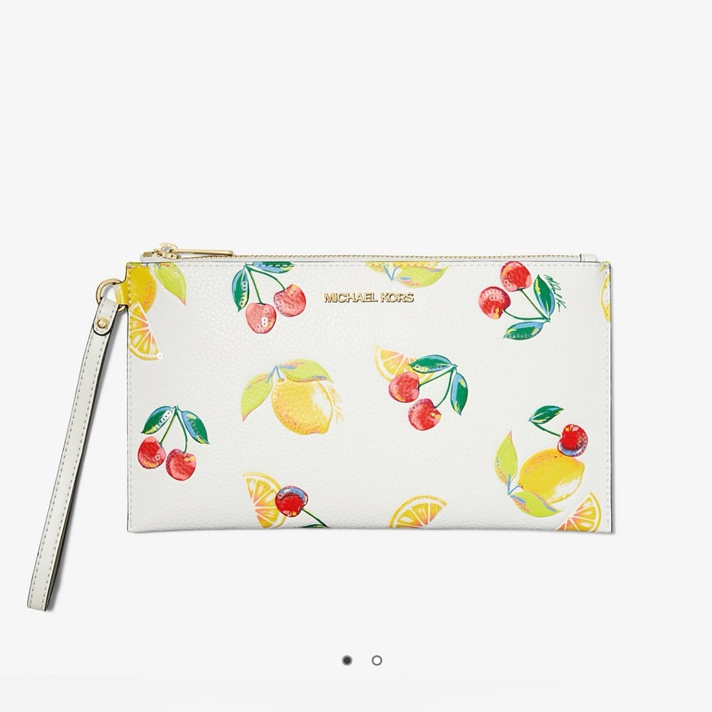Michael Kors Jet Set Travel Large Sequined Fruit Print Wristlet - Picture 1 of 7